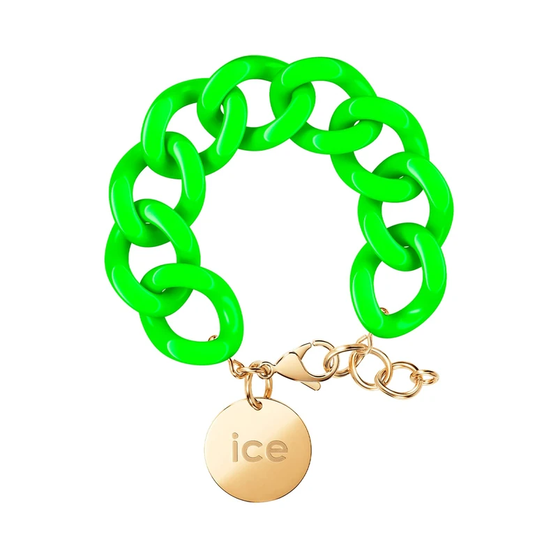 ICE - Jewellery - Chain bracelet - Flashy Green - Gold - Chunky Chain Bracelet for Women in Green Colour with a Gold Medal (020922)
