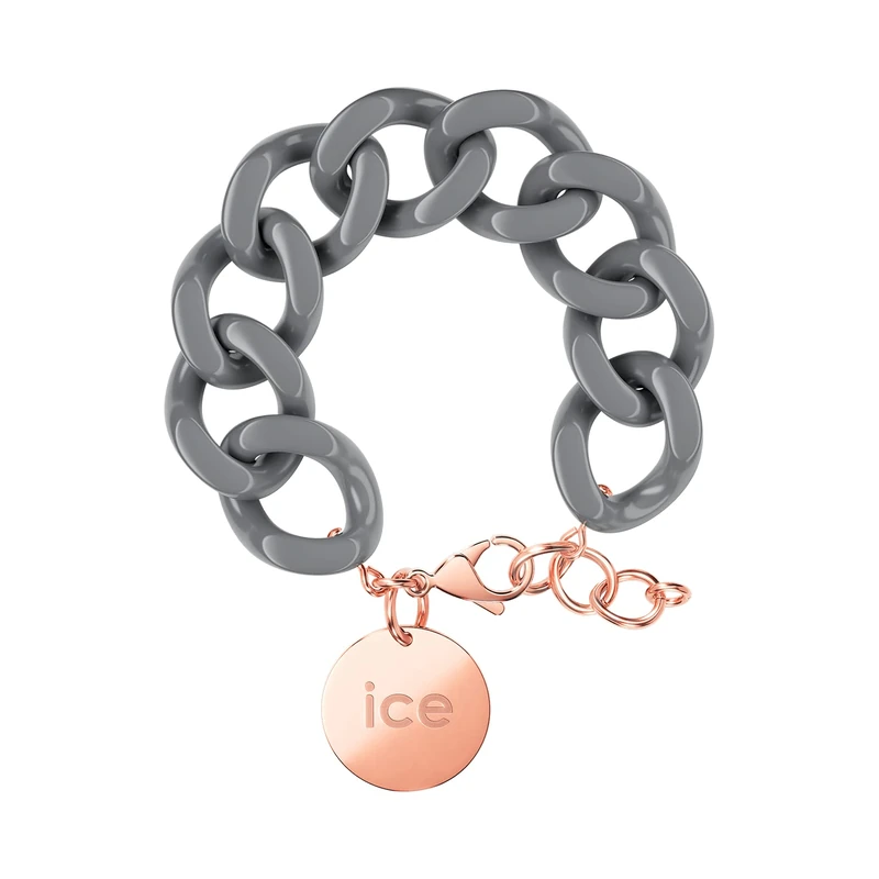 ICE - Jewellery - Chain bracelet - Chic Grey - Rose-gold - Chunky Chain Bracelet for Women in Grey Colour with a Rose-Gold Medal (020930)