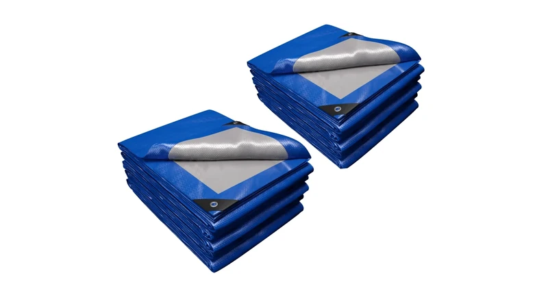 New Brackit Heavy Duty PE Blue Tarpaulin; Extra Large 5m x 8m / 16.4ft x 26.2ft; Thick Woven 140GSM Waterproof Double-Sided Fabric - Supreme Versatility for Covering, Protecting (2 Pack)