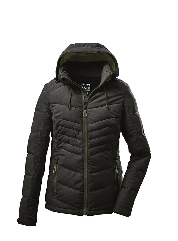 Killtec Women's Kow 149 Wmn Qltd Jckt Quilted Jacket with Zip-Off Hood, Dark Olive, 38