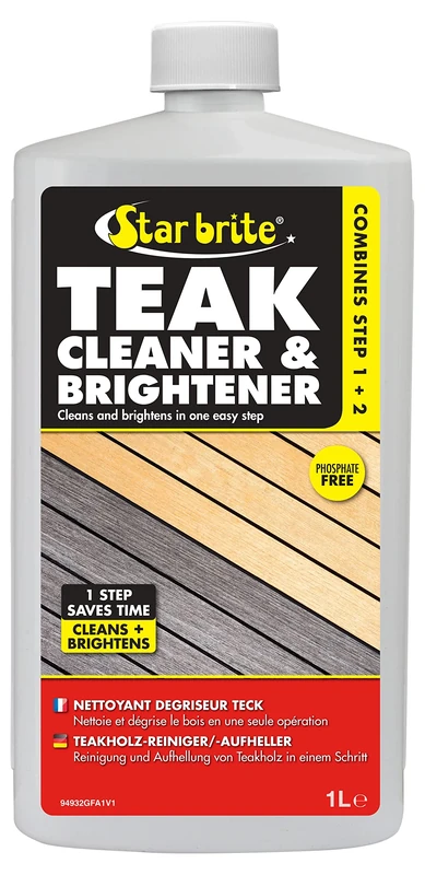 STAR BRITE Teak Cleaner & Brightener, Restore Weathered Wood, 1 L