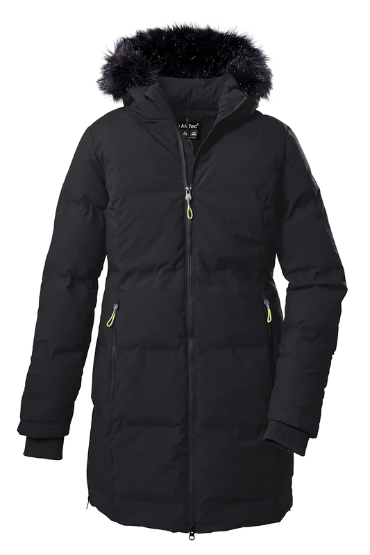 Killtec Women's Kow 209 Wmn Qltd Prk Winter Coat/Parka in Down Look with Zip-Off Hood, Black, 36 (EU)