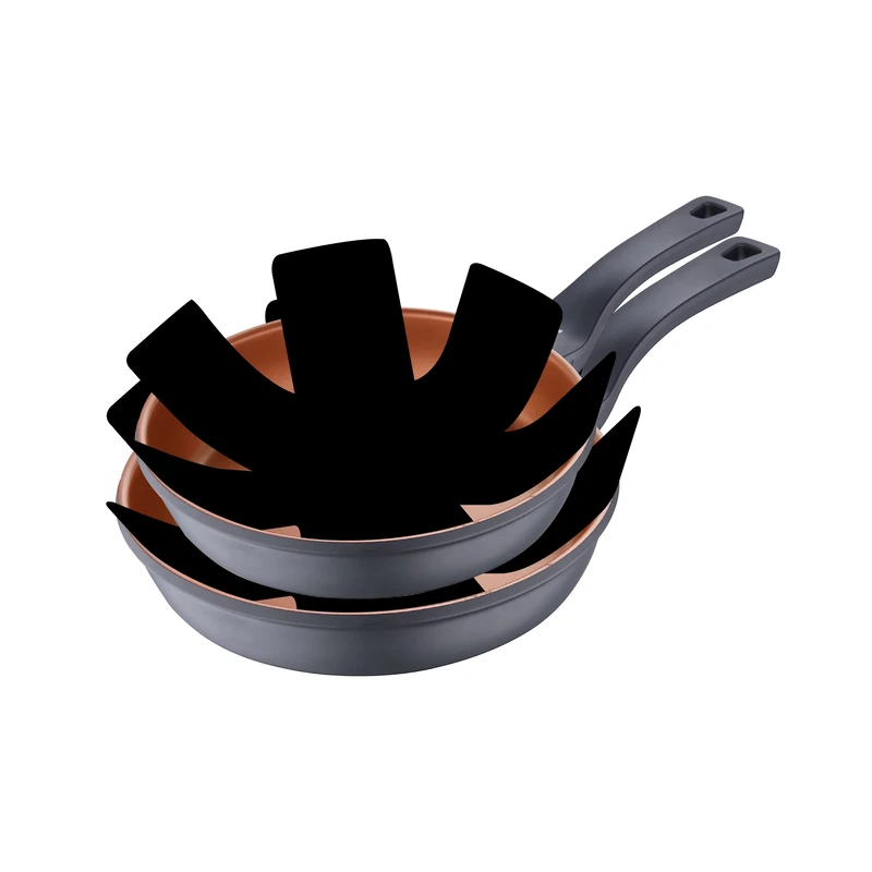 San Ignacio Bronze | Frying Pan Set | 2-Piece Set of 24 and 28 cm Diameter and 2 Protective Covers | Cast Aluminium | Non-Stick Coated Pans | Suitable for All Hob Types