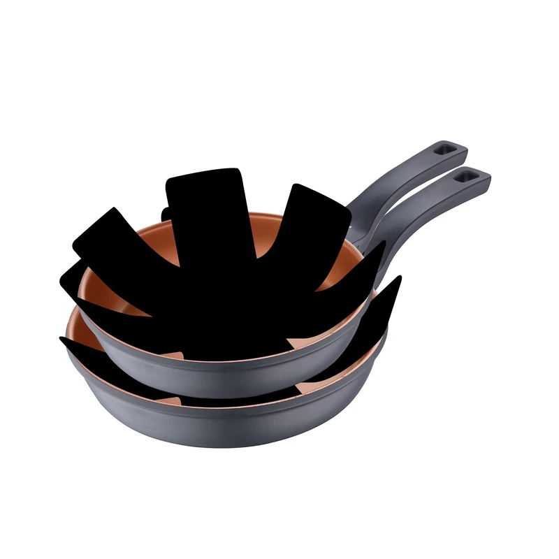 San Ignacio Bronze | Frying Pan Set | 2-Piece Set of 20 and 24 cm Diameter and 2 Protective Covers | Cast Aluminium | Non-Stick Coated Pans | Suitable for All Hob Types