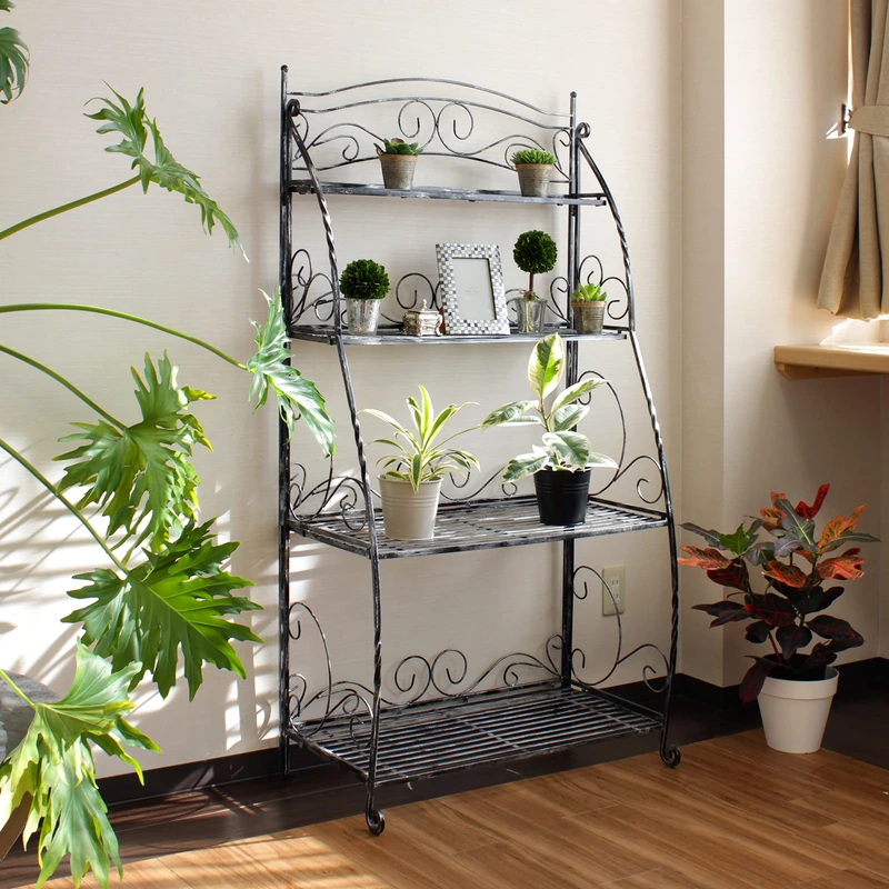 VegTrug Folding Plant Stand 4 Shelf - Black (PSB-04 UK)
