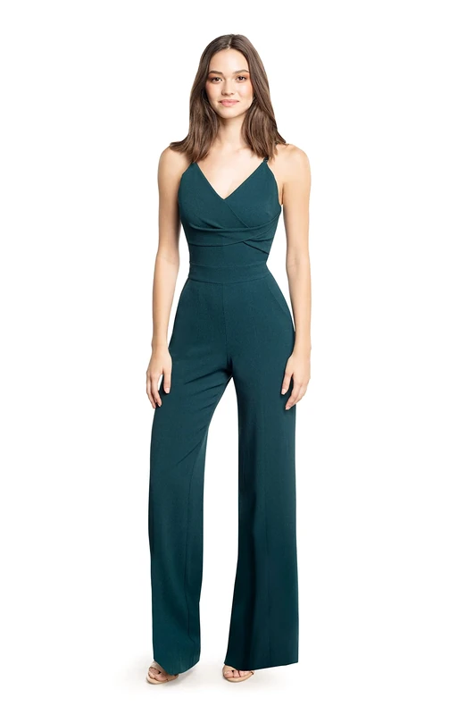 Dress the Population Women's Braxton Fit and Flare Midi Dress Jumpsuit, Pine, XXL