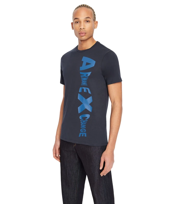 Armani Exchange Men's Side Logo Tee T-Shirt, Navy, Small, Navy, S