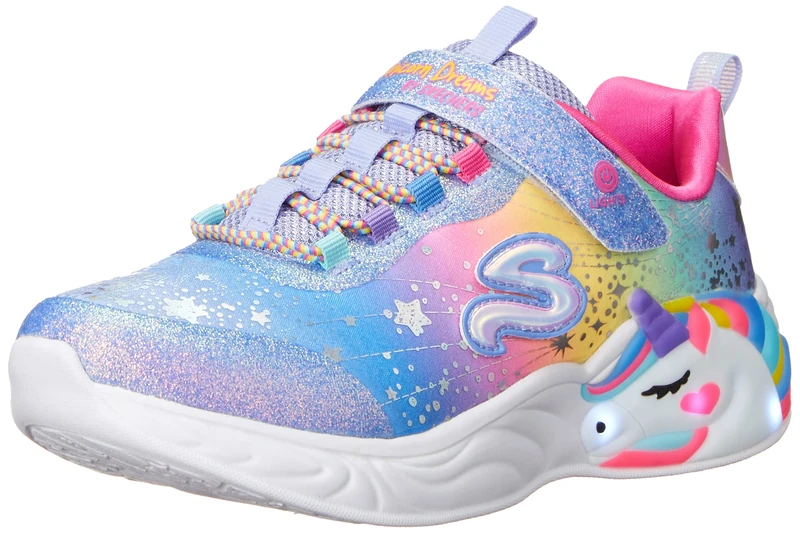 Skechers Girl's Unicorn Dreams Sneakers, Blue Textile/Multi Trim, 2 UK Child