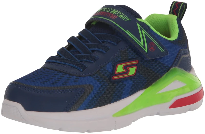 Skechers Boy's 401660l Nvlm Trainers, Navy Textile Lime Red Trim, 13.5 UK