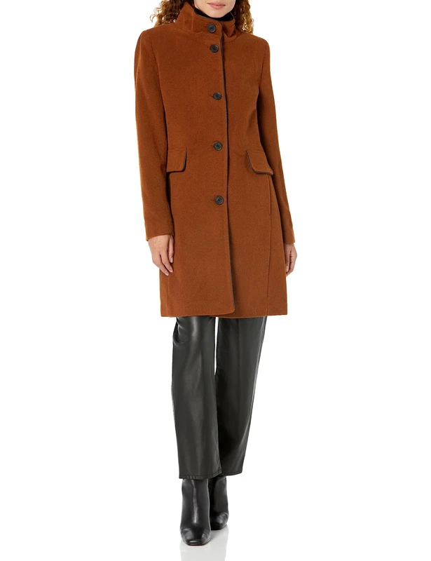 DKNY Women's Outerwear, Buttondown with Collar and Pockets Jacket, Toffee, Large, Toffee, L