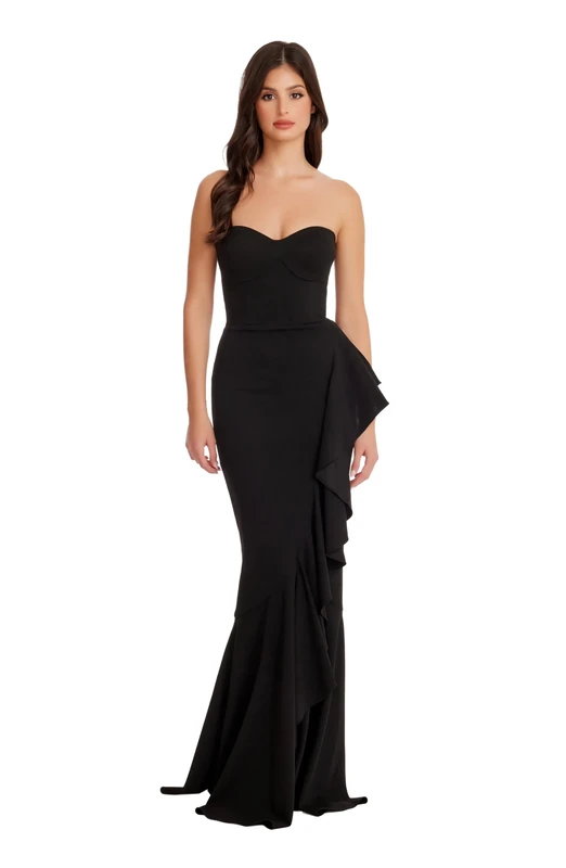 Dress the Population Women's Paris Bodycon Maxi Dress Special Occasion, Black, Large