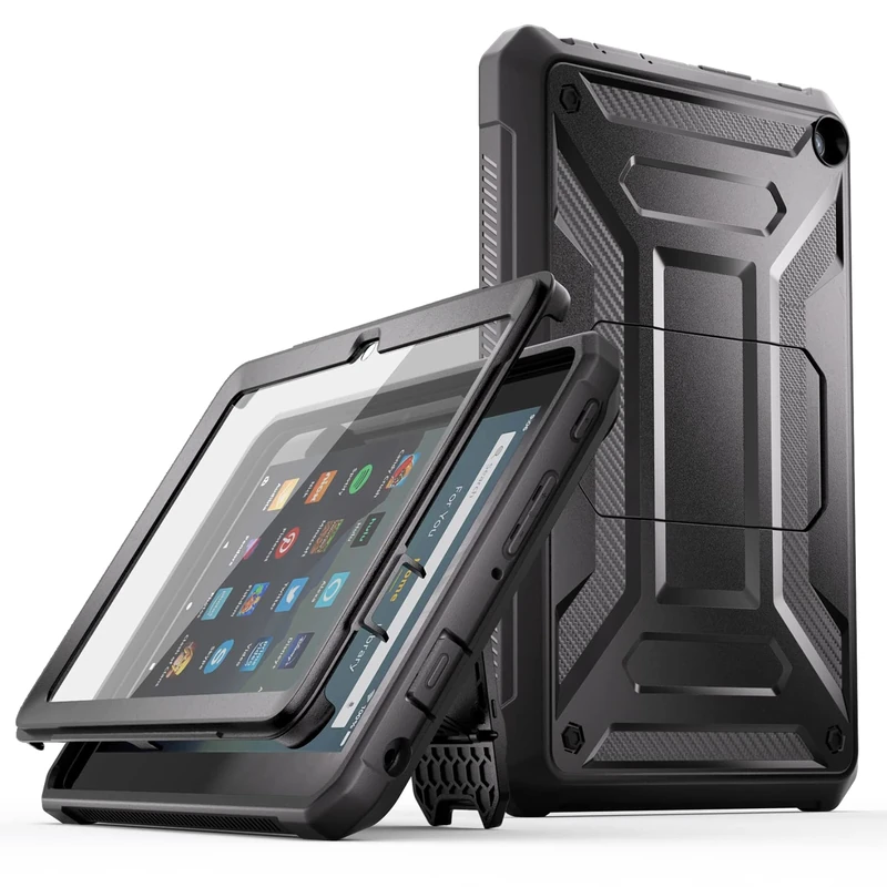 Fire HD 8 Tablet Case (Latest 12th Generation 2024/2022 Release) - TrendGate Lightweight Armor Series Case Built-in Screen Protector with Stand for Amazon Kindle Fire HD 8/Plus/Kids/Pro Tablet - Black