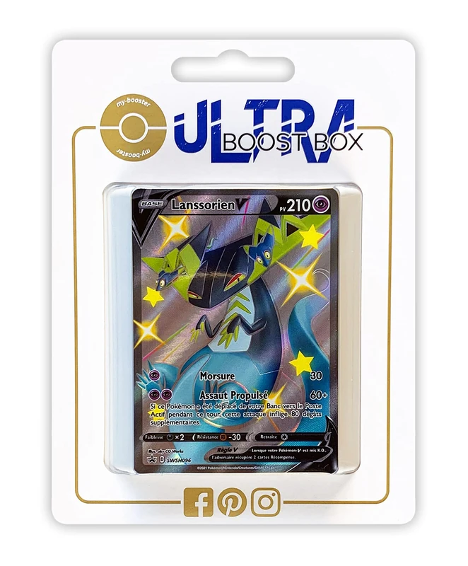 Lanssorien V SWSH096 Full Art Shiny Chromatic Myboost X Sword and Shield 4.5 Radiant Fates - Box of 10 French Pokémon Cards - Image 1