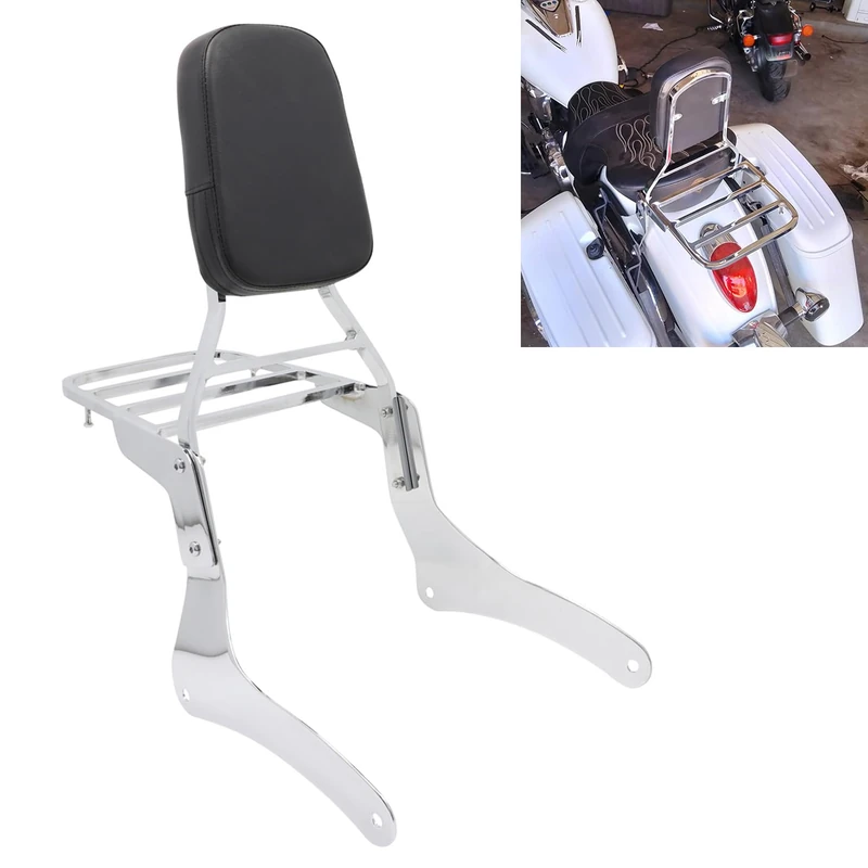 Motaux [Ship from USA] Passenger Sissy Bar with Luggage Rack Backrest for Kawasaki Vulcan 900 VN900 Classic Custom 1996-2023, Chrome