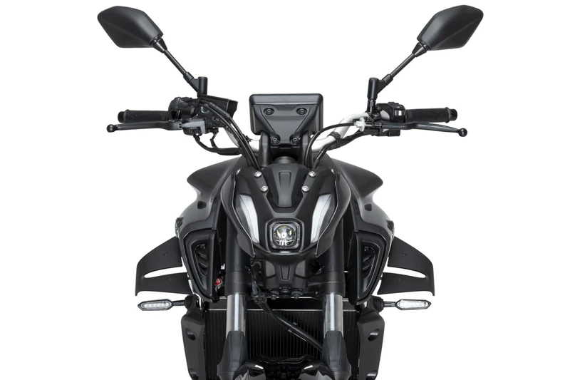 Puig 22459J D12 aerodynamic dual-wing winglets designed to maximize stability, downforce, control and performance in sporty riding without drilling the motorcycle, Matte Black