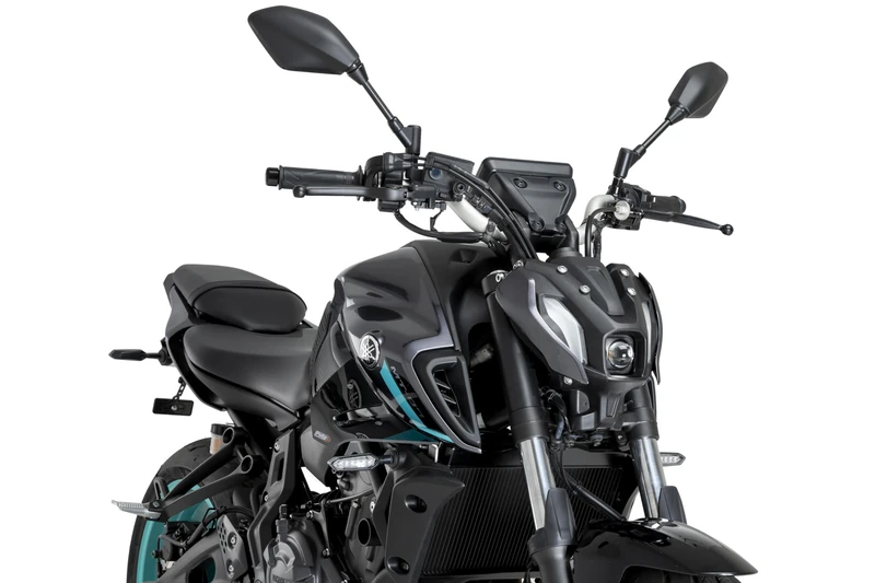 Puig 22459N D12 aerodynamic dual-wing winglets designed to maximize stability, downforce, control and performance in sporty riding without drilling the motorcycle, Black