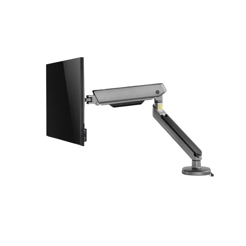 Alterzone Arm RGB Single Gaming Monitor Arm for 17-32" Screens up to 9kg, Fits Curved. Grey Monitor Riser w/Patterned RGB Lighting. VESA Mount 75/100. Adjustable Monitor Stand: Tilt, Swivel, Rotate