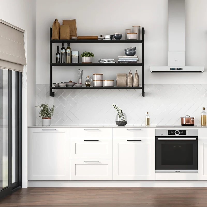 Emuca - Zero modular structure kit with hardware for wall-mounted assembly, Textured black painted, Aluminium and Zamak, 1 kit