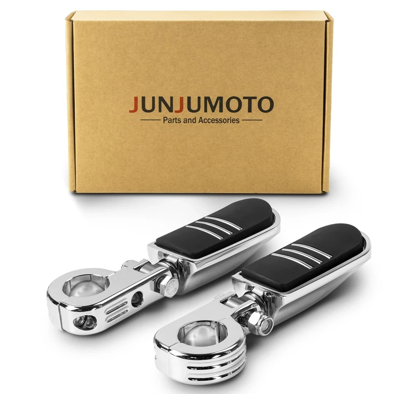 Streamliner Highway Pegs Footpegs Mount Kit Fit for Harley Sportster Softail Dyna Road King Road Glide Street Glide with 1 1/4 Engine Guard (Chrome,Style A)