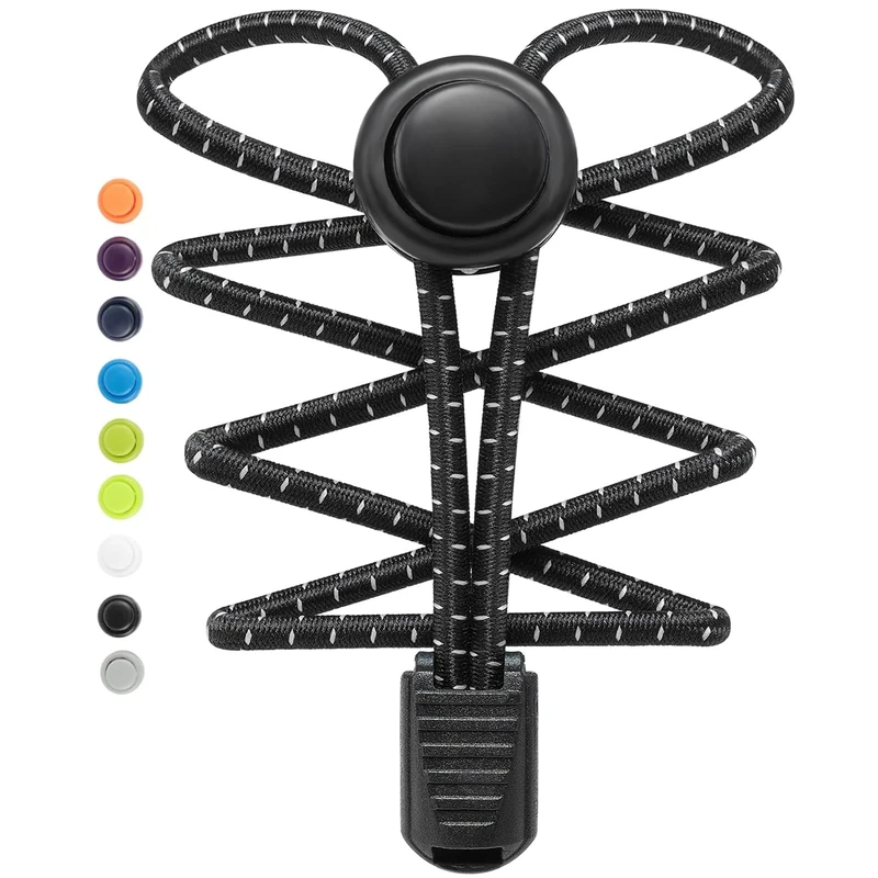 Stepace [2 Pairs No Tie Elastic Shoe Laces for Adults and Kids-One Size Fit All-Black