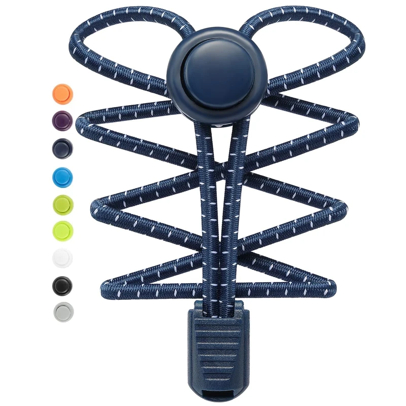 Stepace [2 Pairs No Tie Elastic Shoe Laces for Adults and Kids-One Size Fit All-Navy Blue