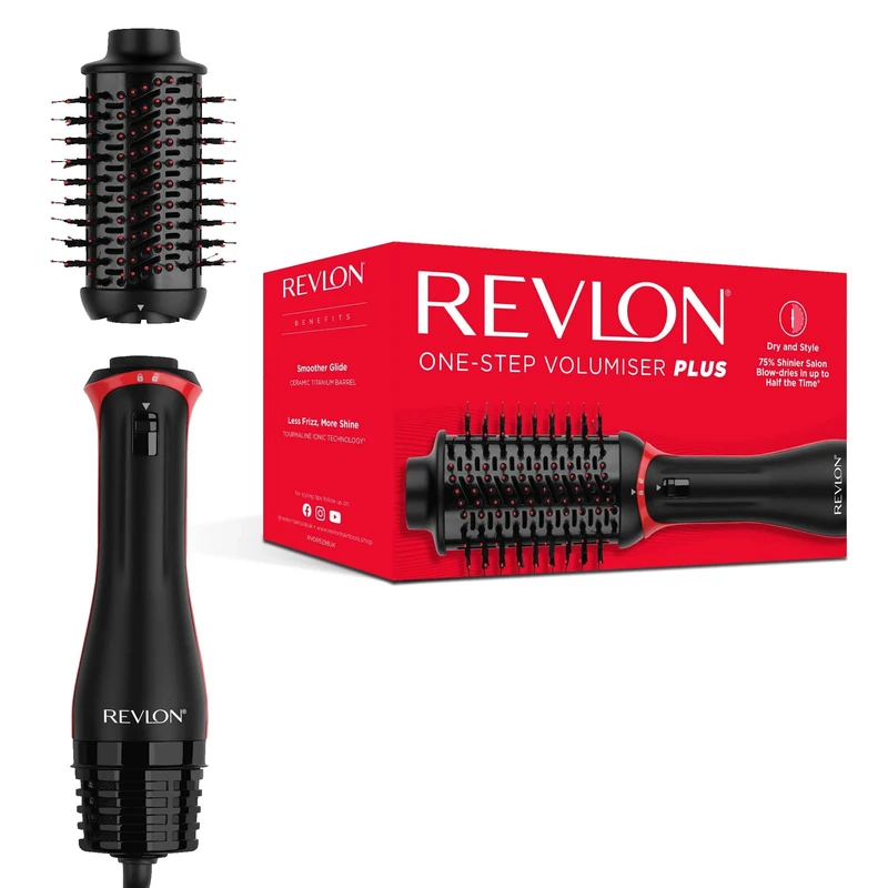 Revlon One-Step Volumiser Plus (Patented Detachable Head, Ceramic Titanium Barrel, Nylon Styling Bristles with Activated Charcoal Pins, Tourmaline Ionic Technology), RVDR5298UK - Image 1