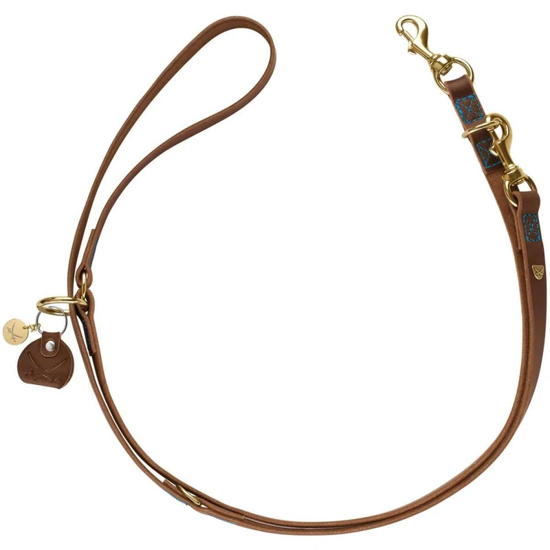 HUNTER Zanzibar Adjustable Dog Lead/Colour: Cognac/Cowhide/Adjustable to 3 Positions/Maritime Details/Brass-Coloured Fittings/Stylish and Robust/Made in Germany Size 15/200 - Image 1