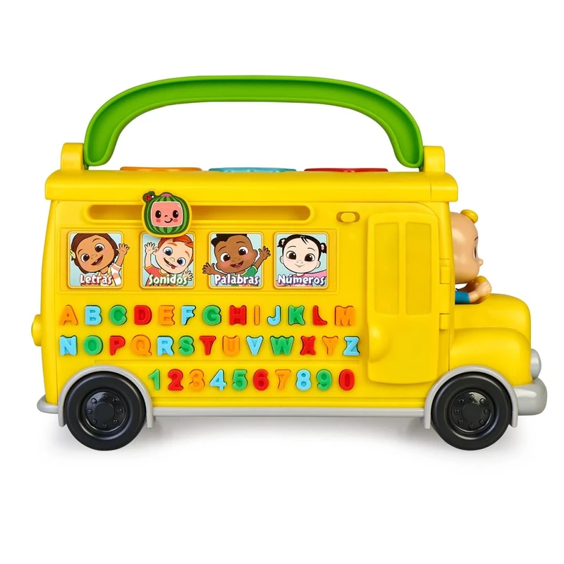 CoComelon - Learning Bus, Yellow Bus Toy with Lights, Music and Sounds to Learn Letters and Numbers, Children's Learning Game Set for Preschoolers, Famous (CCM08102)