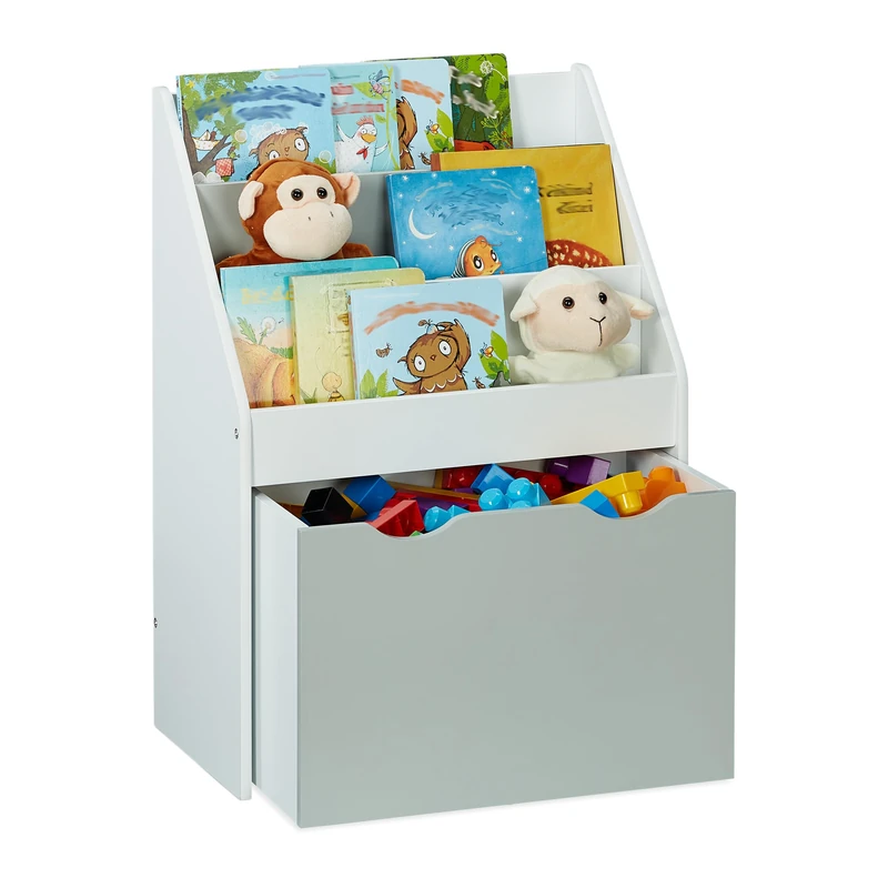 Relaxdays Children's Bookshelf, Storage Unit for Books and Toys, Stable MDF Material, HxWxD: 70 x 50.5 x 28 cm, White, Fibreboard