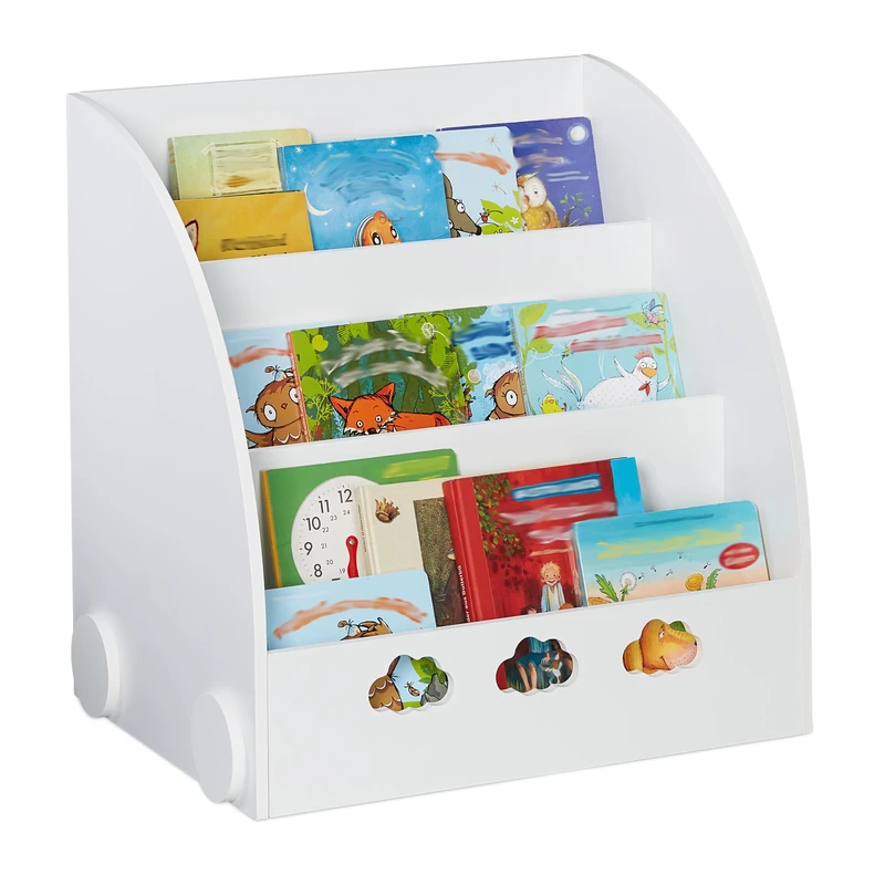Relaxdays Children's Bookshelf - 3 Shelf White Storage Unit