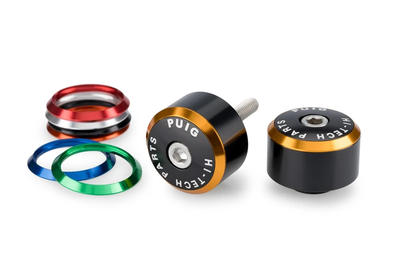 Puig 21978N Balance Handlebar Ends, set with multicolor interchangeable rings, personalized and modern design, made of lightweight and durable aluminum to enhance your bike’s style, Black