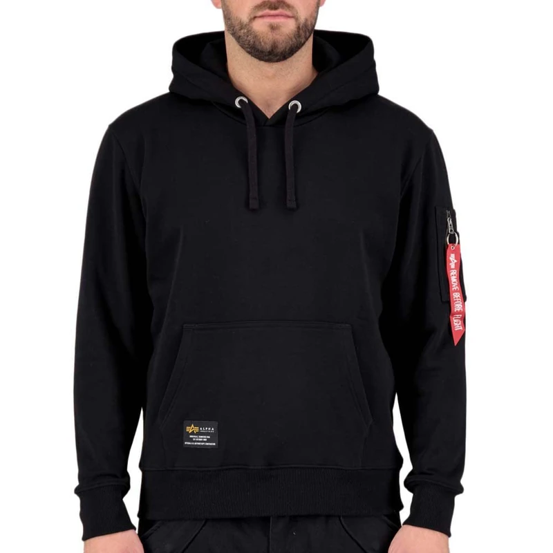 ALPHA INDUSTRIES Men's Fighter Squadron Hoody HOODY, 03-black,