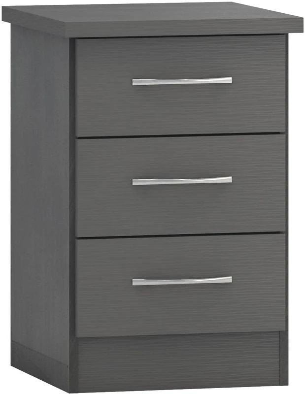 Seconique Nevada 3 Drawer Bedside in 3D Effect Grey