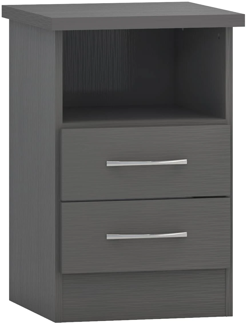 Seconique Nevada 2 Drawer Bedside in 3D Effect Grey
