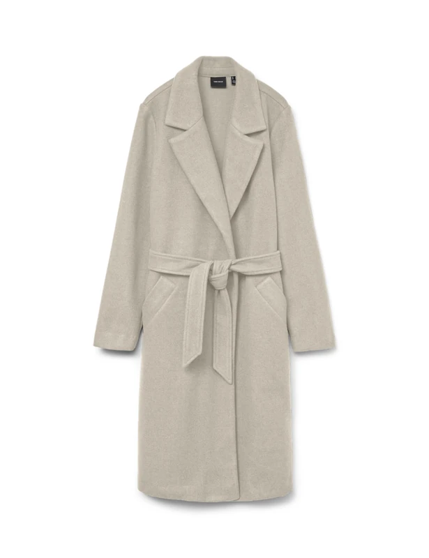 VERO MODA Women's Vmfortuneaya Ss23 Long Coat Noos Jacket, Oatmeal/Detail: Melange, XL