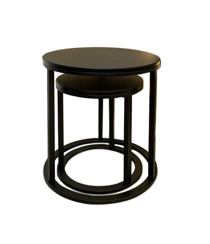 ASPECT Paloma Set of 2 Round Nesting Table,Matte Black/Black