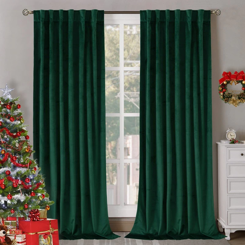 BGment Emerald Velvet Curtains 96 Inch for Living Room, Thermal Insulated Room Darkening Curtains Privacy Panels with Back Tab and Rod Pocket for Christmas/French Door, Set of 2 Panels, 52 x 96 Inch