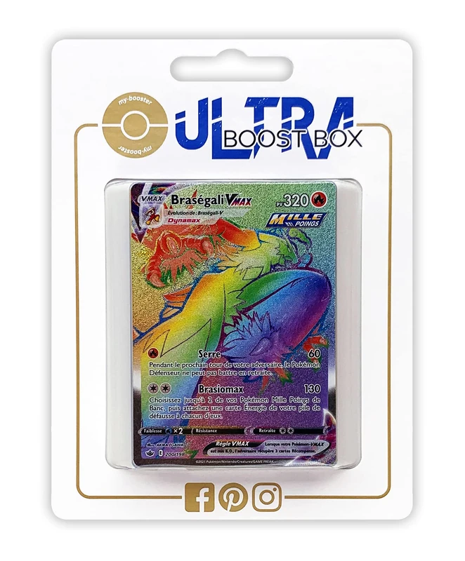 Braségali VMAX 200/198 Secret Rainbow Thousand Fists - Ultraboost X Sword and Shield 6 Ice Reign - Box of 10 French Pokémon Cards