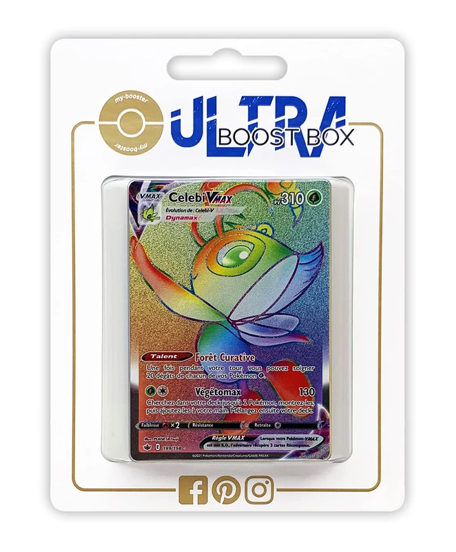 Celebi VMAX 199/198 Secret Rainbow - Ultraboost X Sword & Shield 6 Ice Reign - Box of 10 French Pokémon Cards