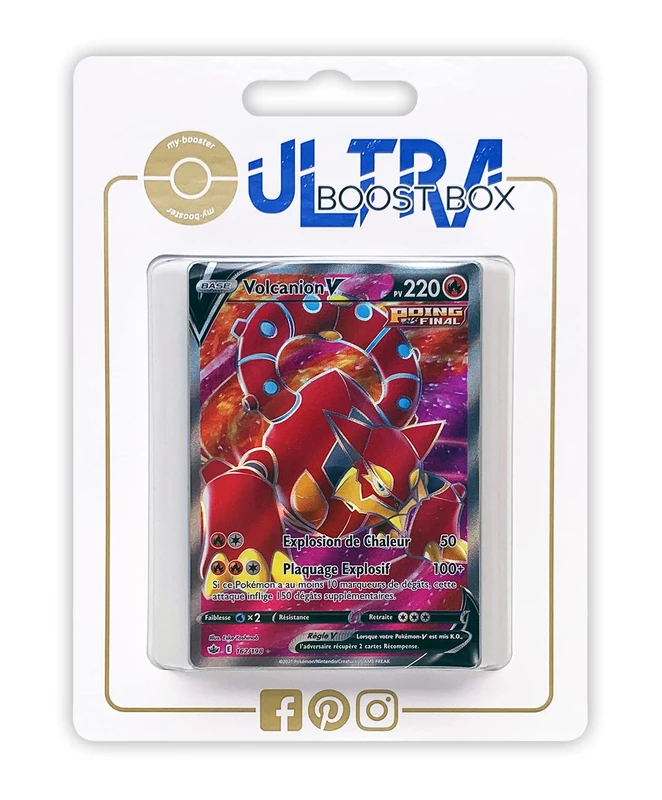Volcanion V 162/198 Full Art Final Fist - Ultraboost X Sword and Shield 6 Ice Reign - Box of 10 French Pokémon Cards