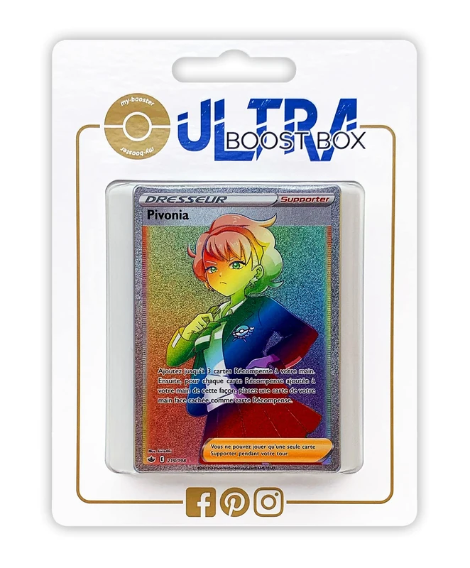Pivonia 219/198 Secret Rainbow Trainer - Ultraboost X Sword and Shield 6 Ice Reign - Box of 10 French Pokémon Cards - Image 1
