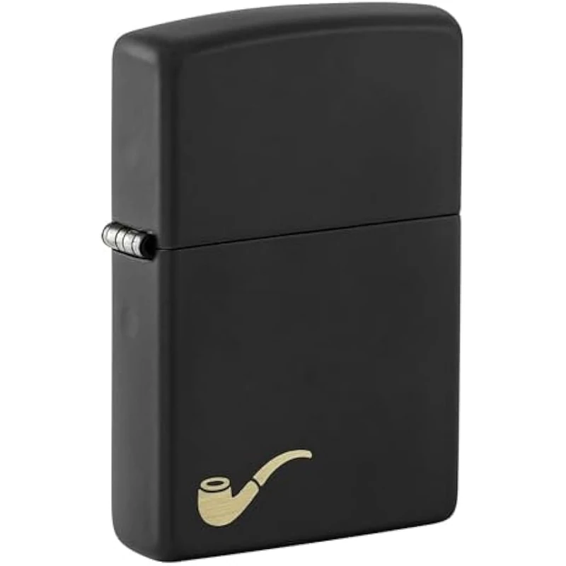 Zippo Windproof Lighter - Model Pipe - Black Matte Finish with Laser Engraving - Refillable - Reusable - Windproof Design - Gift Box - Made in USA - Image 1