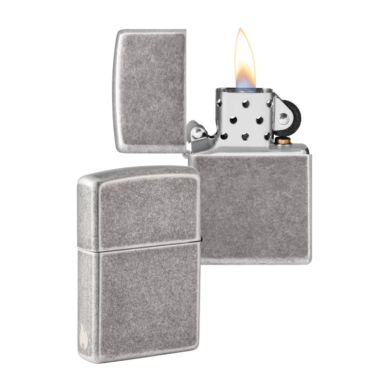 Zippo Windproof Lighter - Flame Design - Antique Silver - Refillable - Reusable - Windproof - Gift Box - Metal - Made in USA - Amazon Exclusive