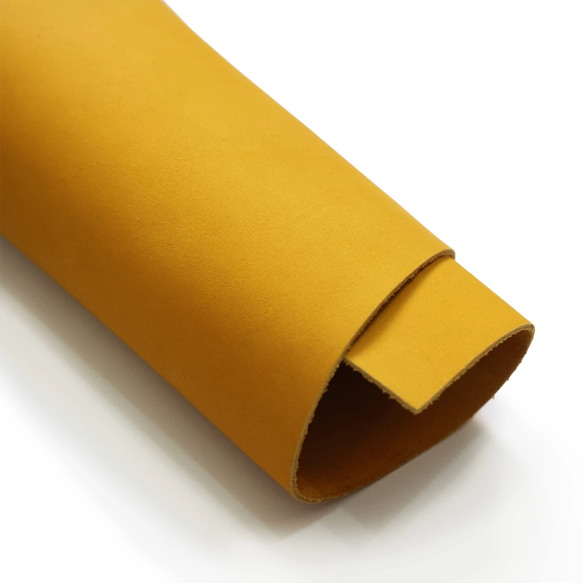 Soletec Nubuck Leather Square, Thick Leather Sheet, Pre-Cut Pieces for Crafting, Tooling, Sewing, Yellow, 1.81mm, 7"x14"