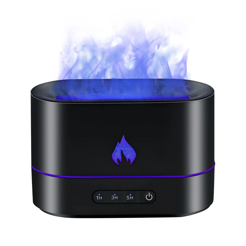Mcbazel Flame Aroma Diffuser,Fragrance Essential Oil Diffuser Humidifier,Aroma Diffuser Humidifier with 3D Flame Night Light 200mL for Bedroom, Home and Office - Black