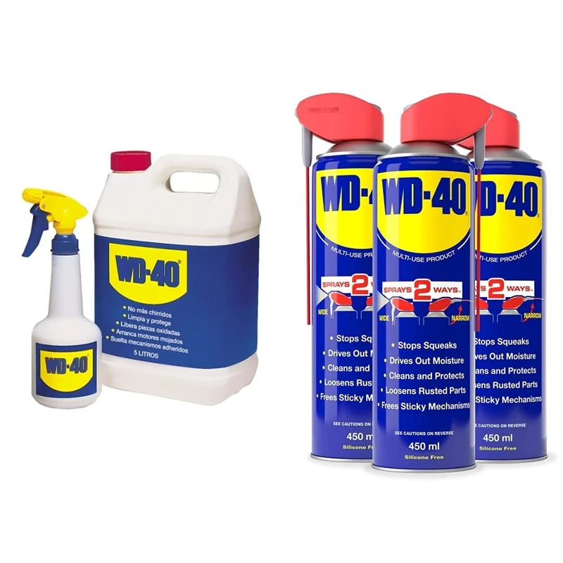WD-40 44506 Multi-Use Product 5L with Spray Bottle & Multi-Use Product Smart Straw 450ml Pack of 3