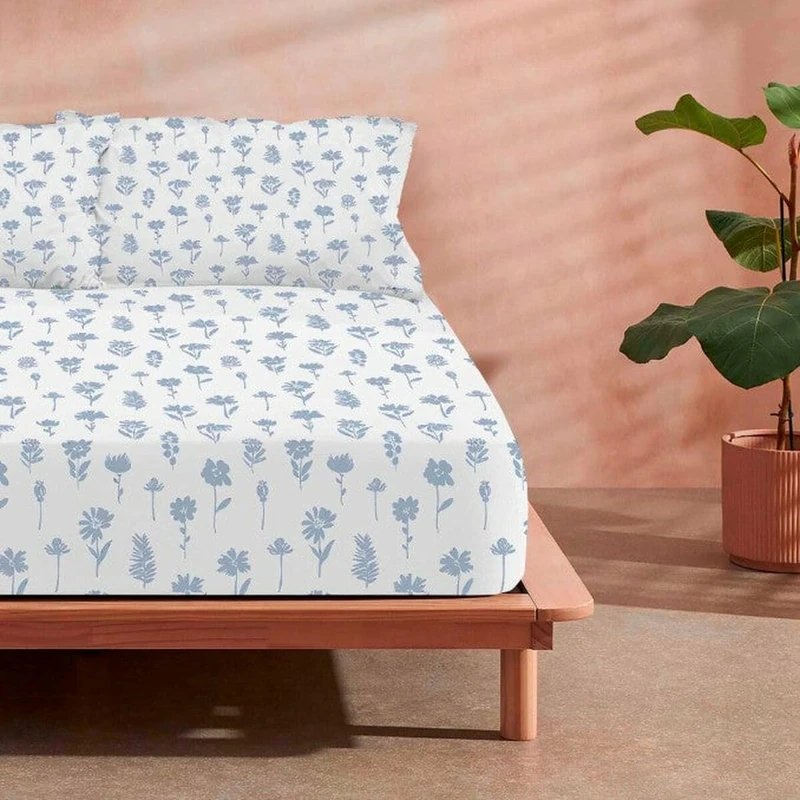 Belum Arona Fitted Sheet 100% Cotton for Beds with 135/140 cm, Fitted Sheet 175 Threads - Image 1