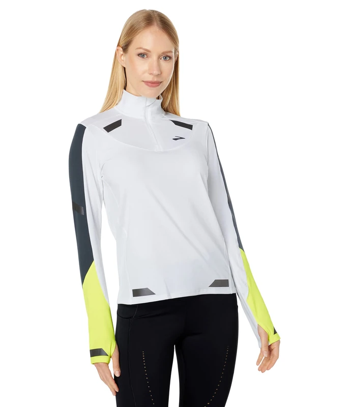 BROOKS 221564134 Run Visible 1/2 Zip Jacket Women's White/Asphalt/Nightlife Size 20