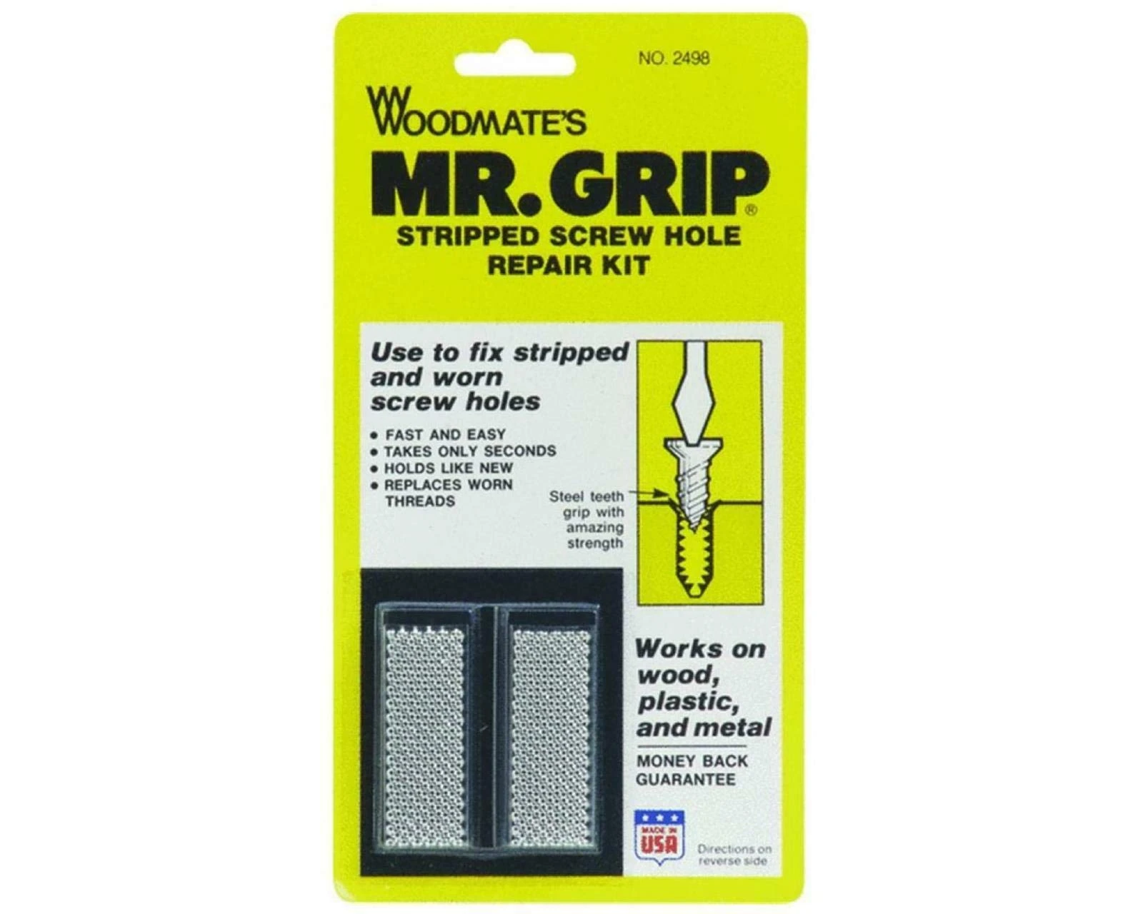 2 Set of 1 Pack Woodmate 2498 Mr. Grip Screw Hole Repair Kit,Steel