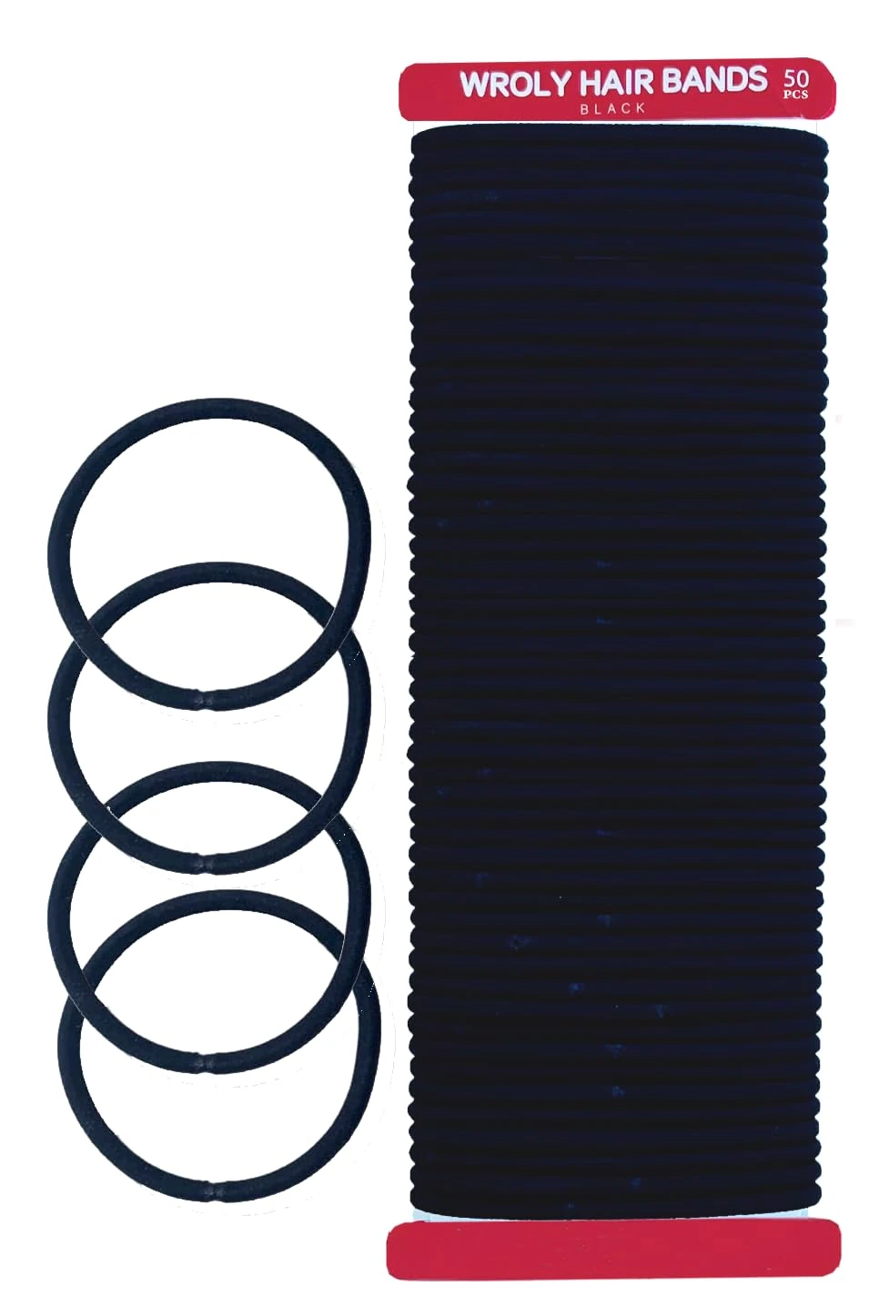 WROLY Hair Bands 50-Pcs, Hair Bands For Women, Ponytail Holders, Hair Bobbles Hair Ties (50 Bands)